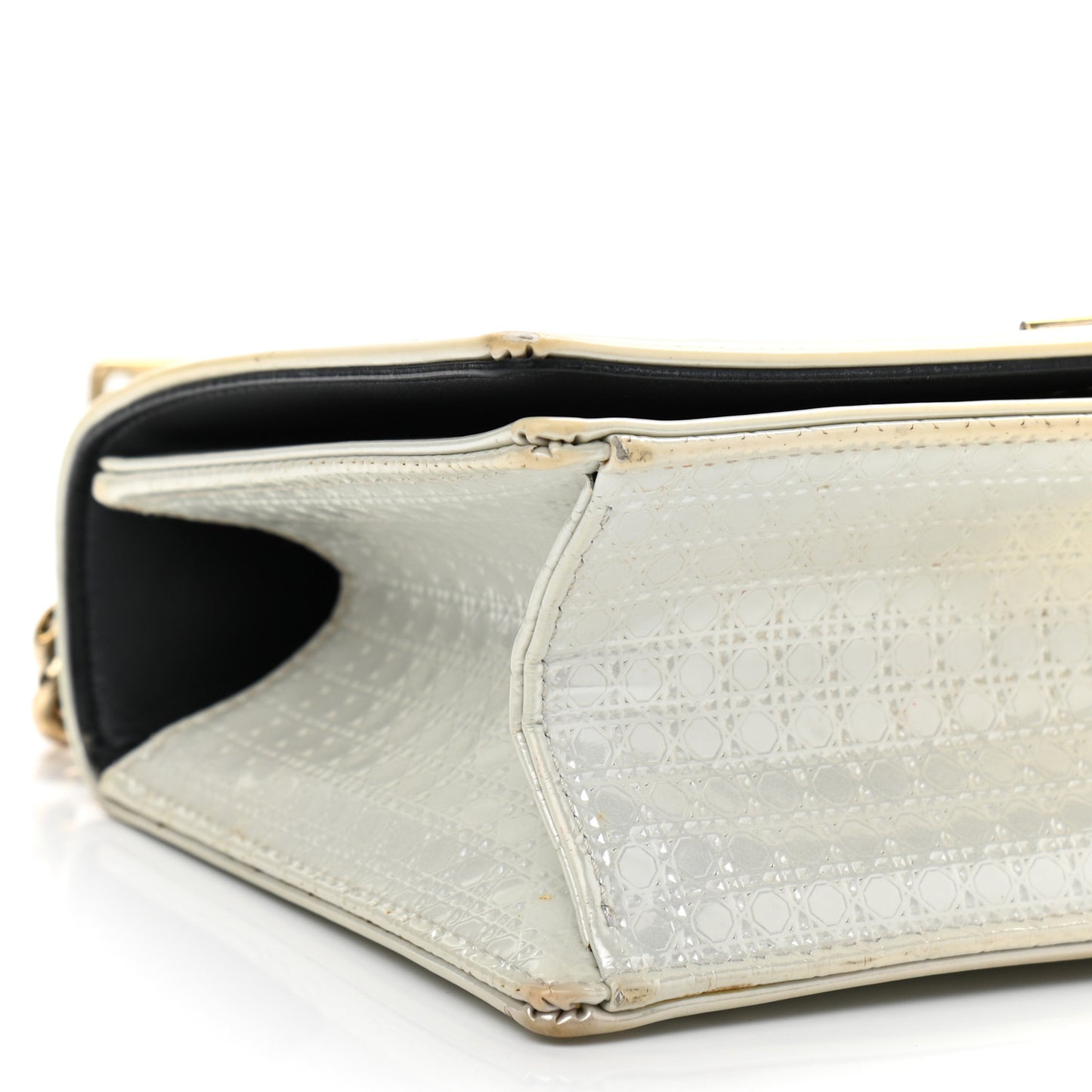 Metallic Patent Micro-Cannage Small Diorama Flap Bag Silver