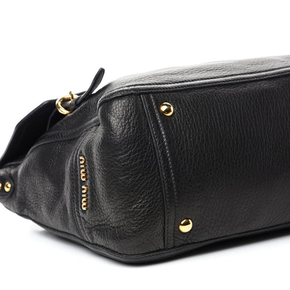 Miu Miu Cervo East-West Flap Satchel Black 6 of 10