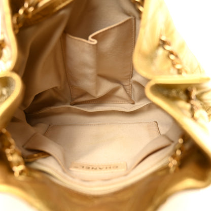 Chanel Metallic Calfskin Quilted Small Drawstring Bag Gold 6 of 11