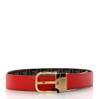 Fendi Vitello Century FF 1974 Embossed Buckle Belt Maya Red 5 of 6