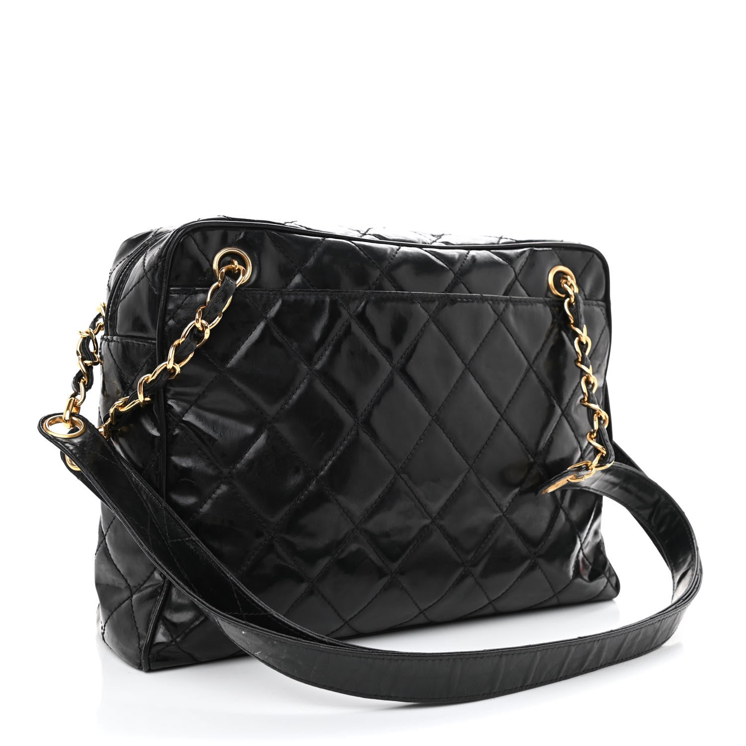 Chanel Patent Quilted Shoulder Bag Black 3 of 10