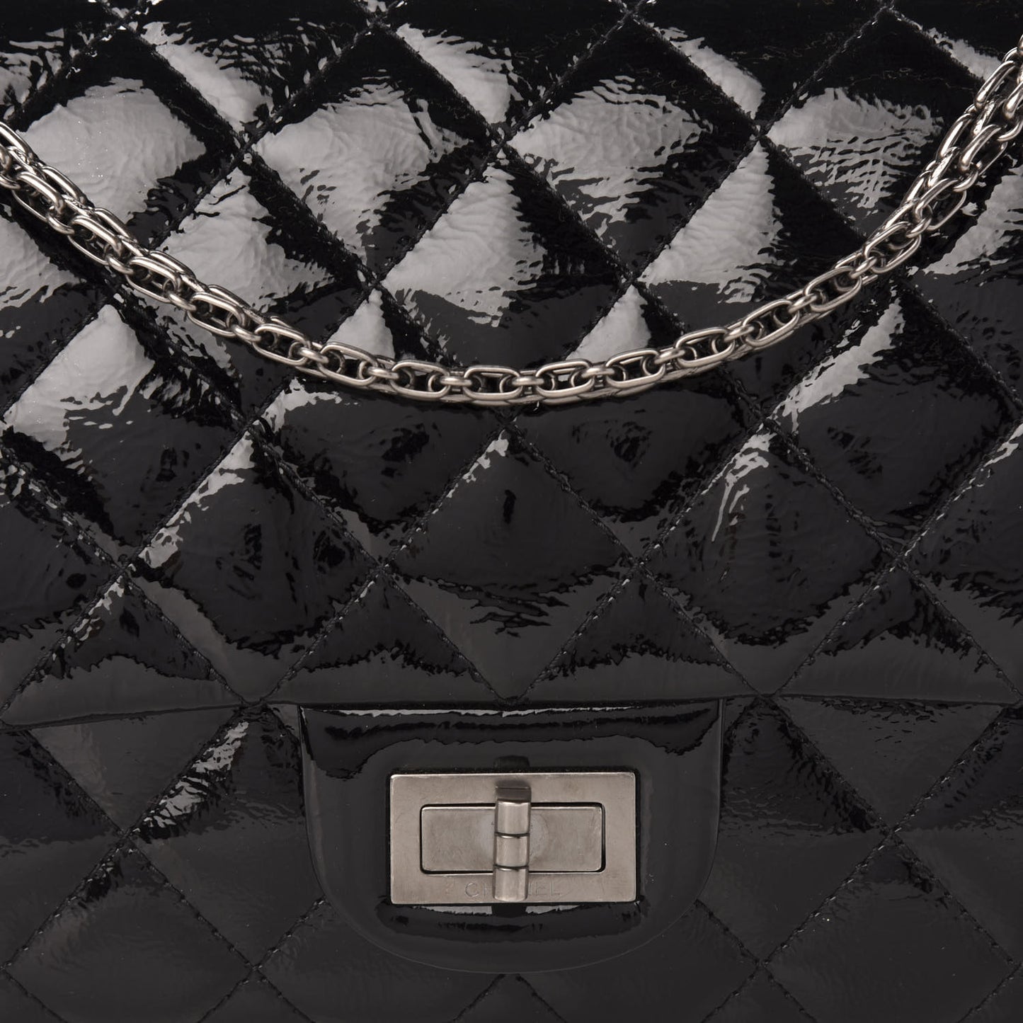Distressed Patent Quilted 2.55 Reissue 227 Flap Black