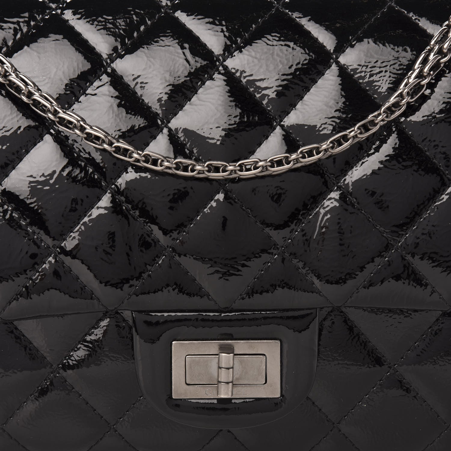 Chanel Distressed Patent Quilted 2.55 Reissue 227 Flap Black 12 of 12