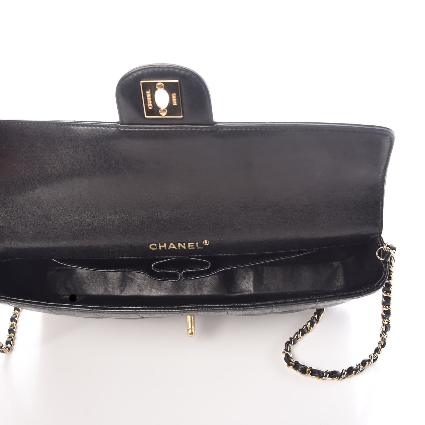 Lambskin East West Chocolate Bar Flap Black