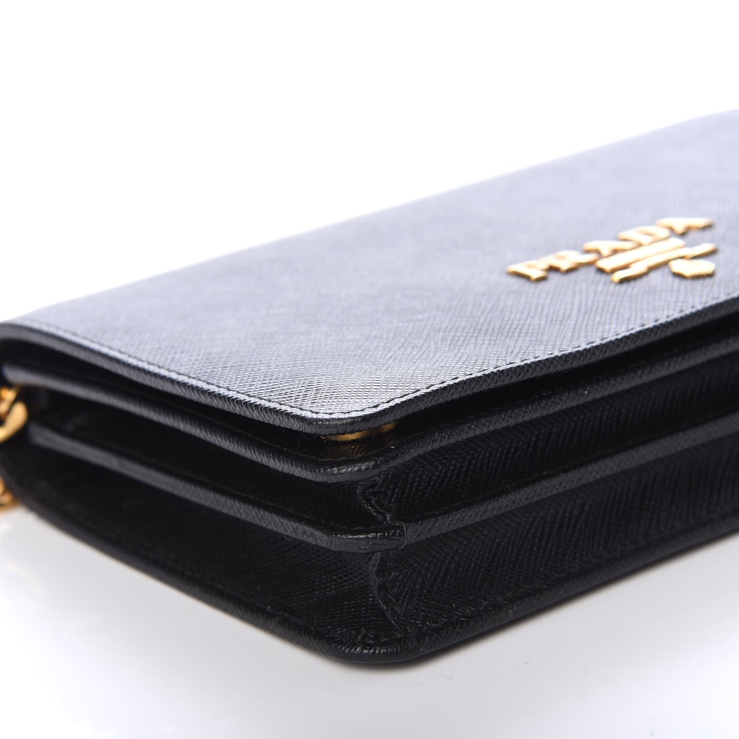 Saffiano Lux Chain Wallet Black