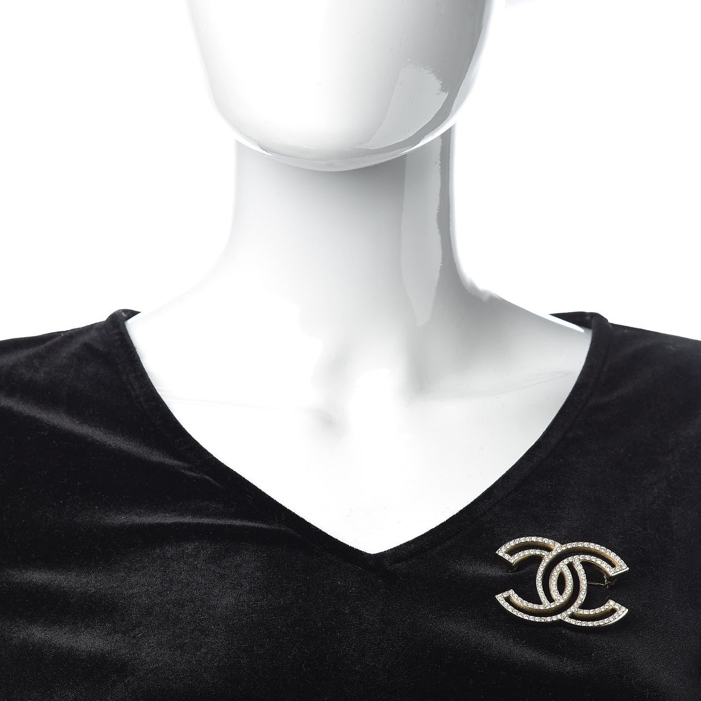 Crystal CC Brooch Gold