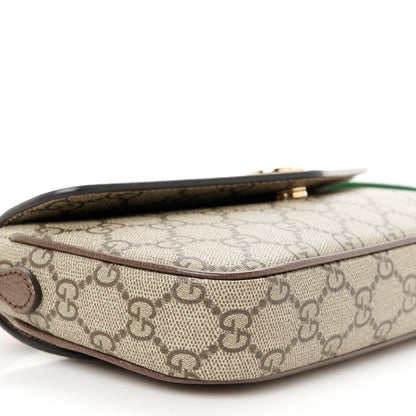Gucci GG Supreme Monogram Textured Dollar Calfskin Web Mini Ophidia Envelope Shoulder Bag Beige Ebony 9 of 10