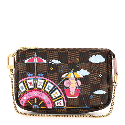 Louis Vuitton Damier Ebene 2020 Christmas Animation Big Wheel Mini Pochette Accessories Rose Ballerine 1 of 10