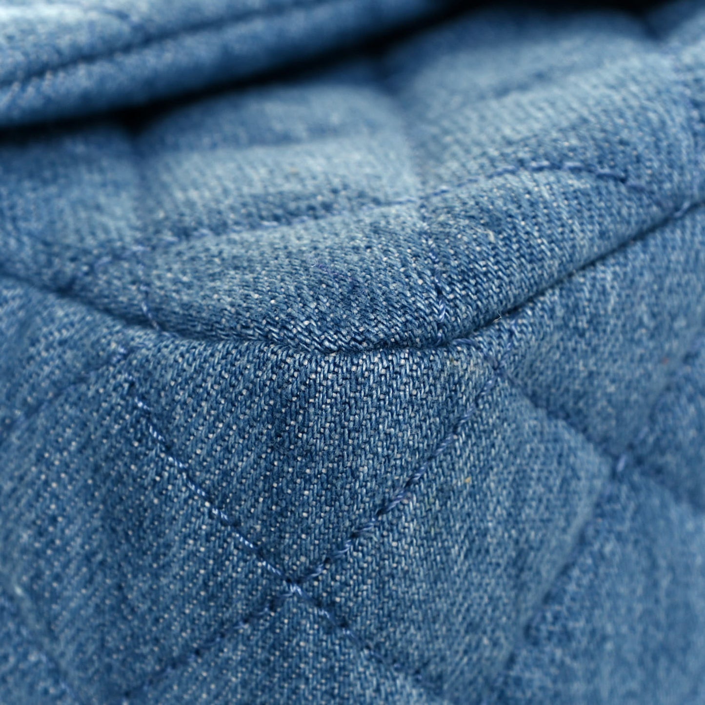 Denim Quilted Mini Pearl Crush Flap Blue
