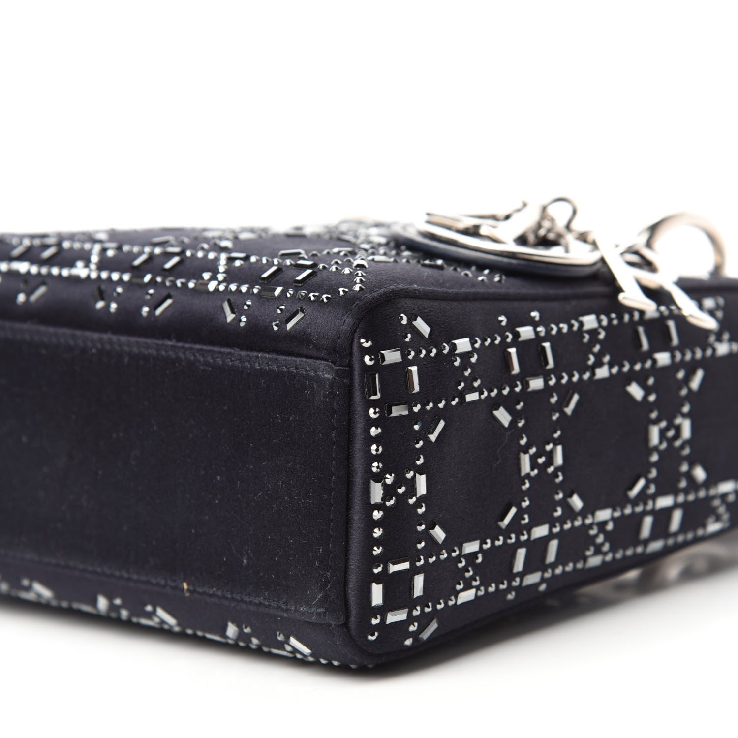 Christian Dior Satin Crystal Cannage Mini Lady Dior Black 7 of 10