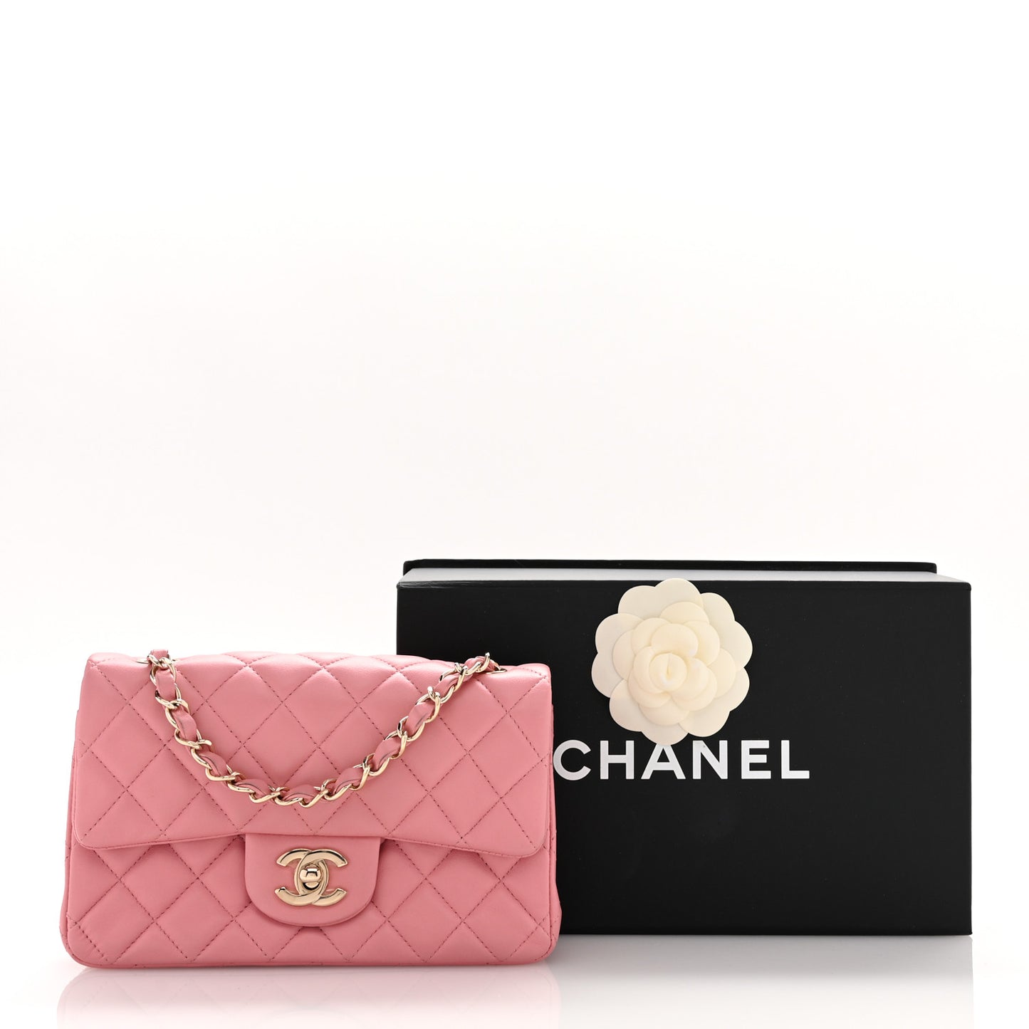 Lambskin Quilted Mini Rectangular Flap Pink