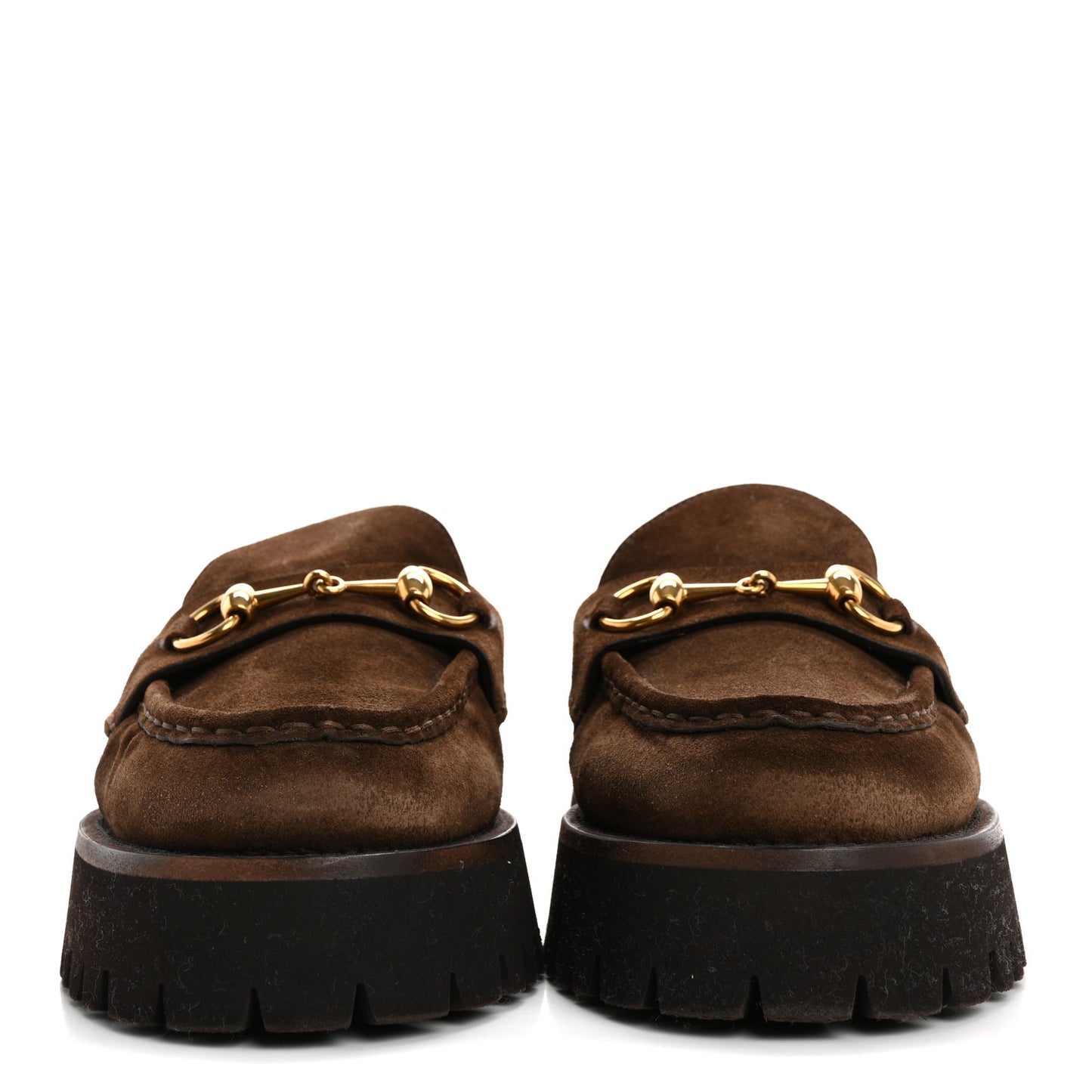 Suede Horsebit Platform Mules 39.5 Washed Brown