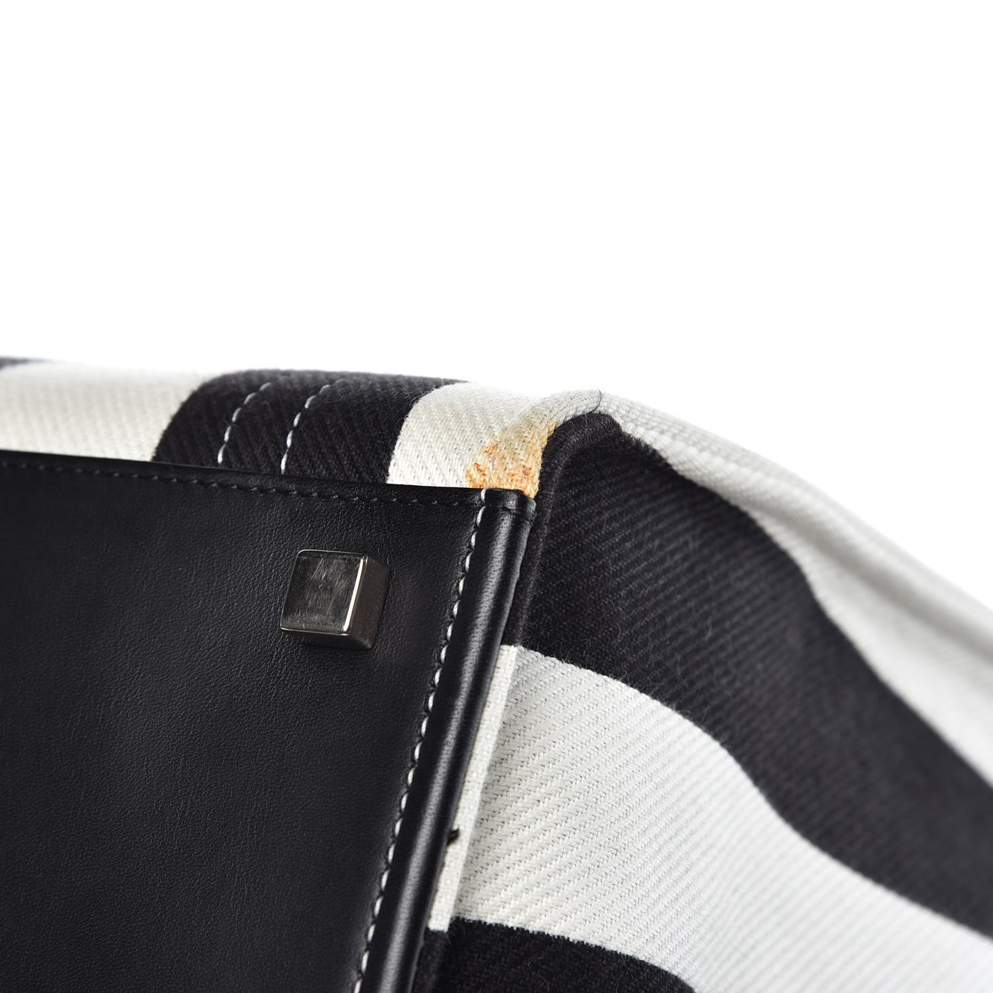 Cotton Canvas Striped Medium Phantom Luggage White Black