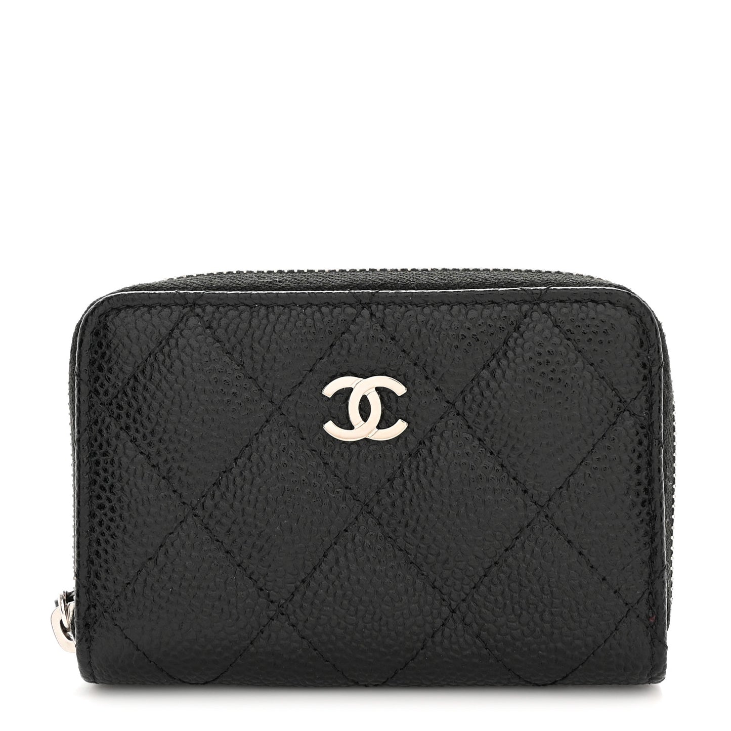 Caviar Quilted Zip Coin Purse Black