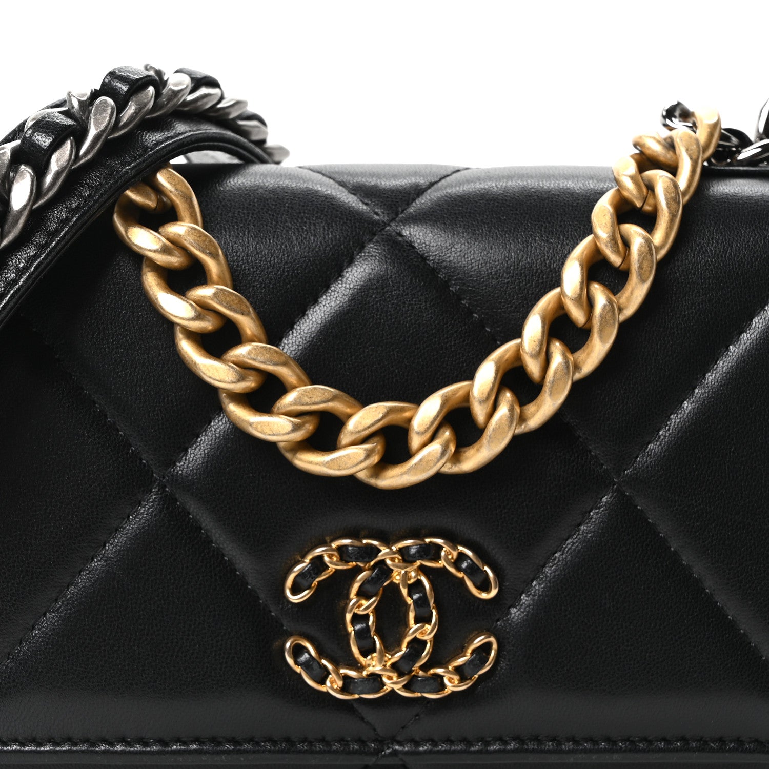 Chanel Lambskin Quilted Chanel 19 Wallet On Chain WOC Black 9 of 11