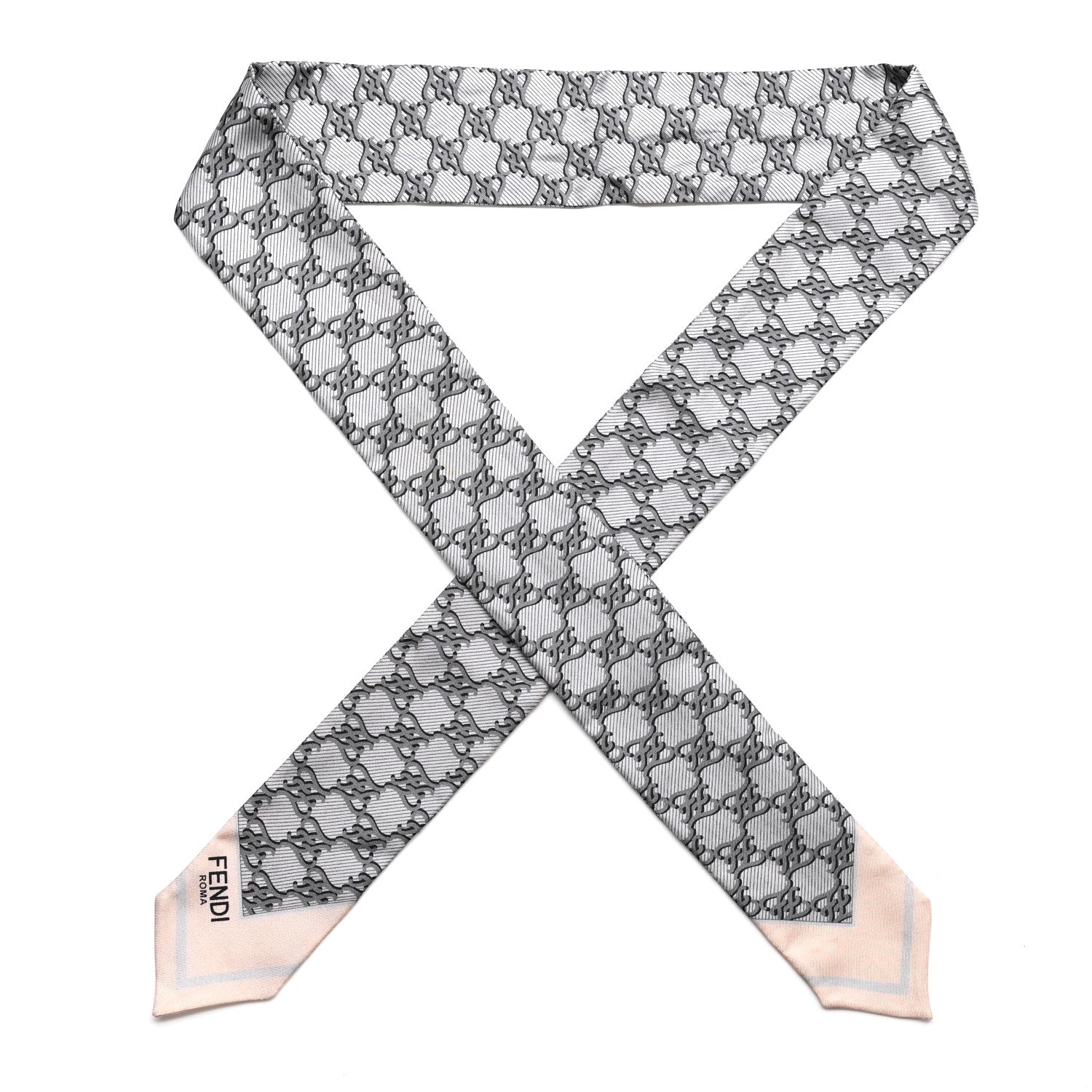 Fendi Silk FF Karligraphy Wrappy Bandeau Grey 1 of 4