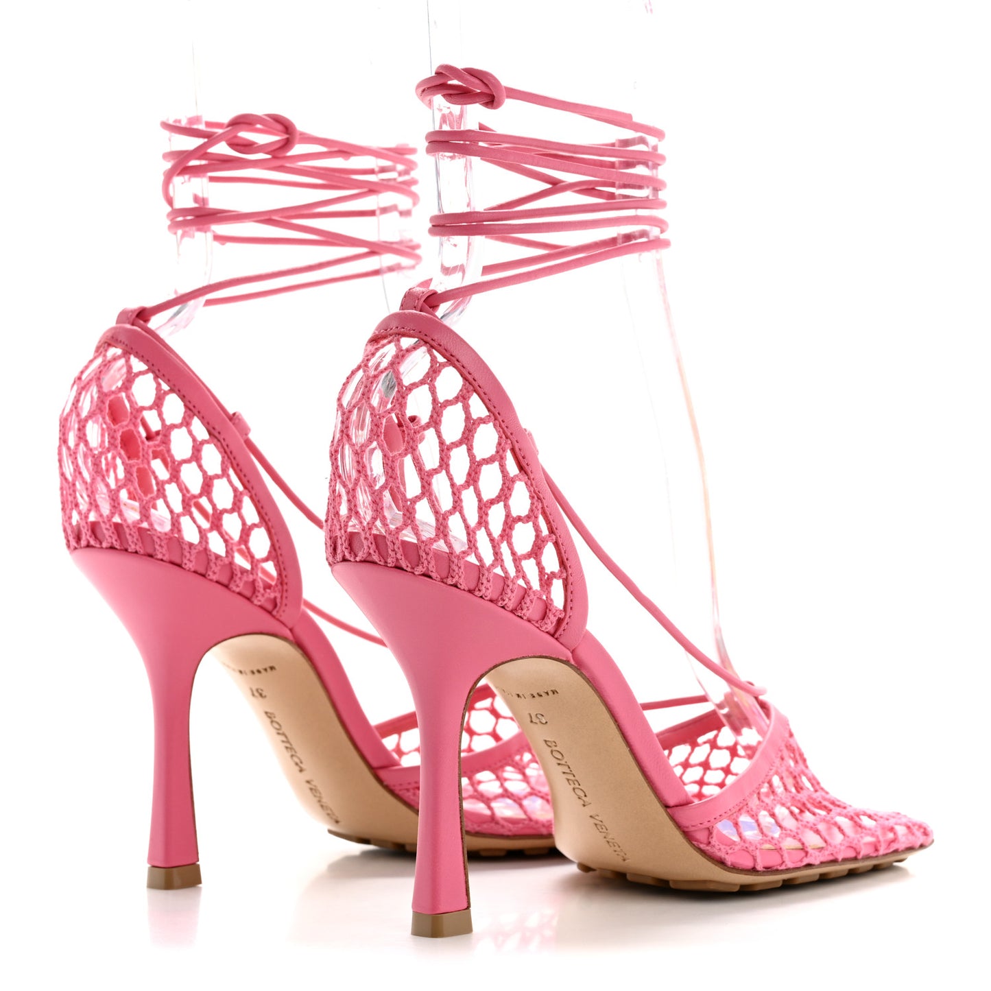 Mesh Nappa Stretch Ankle Tie 90mm Sandals 37 Azalea