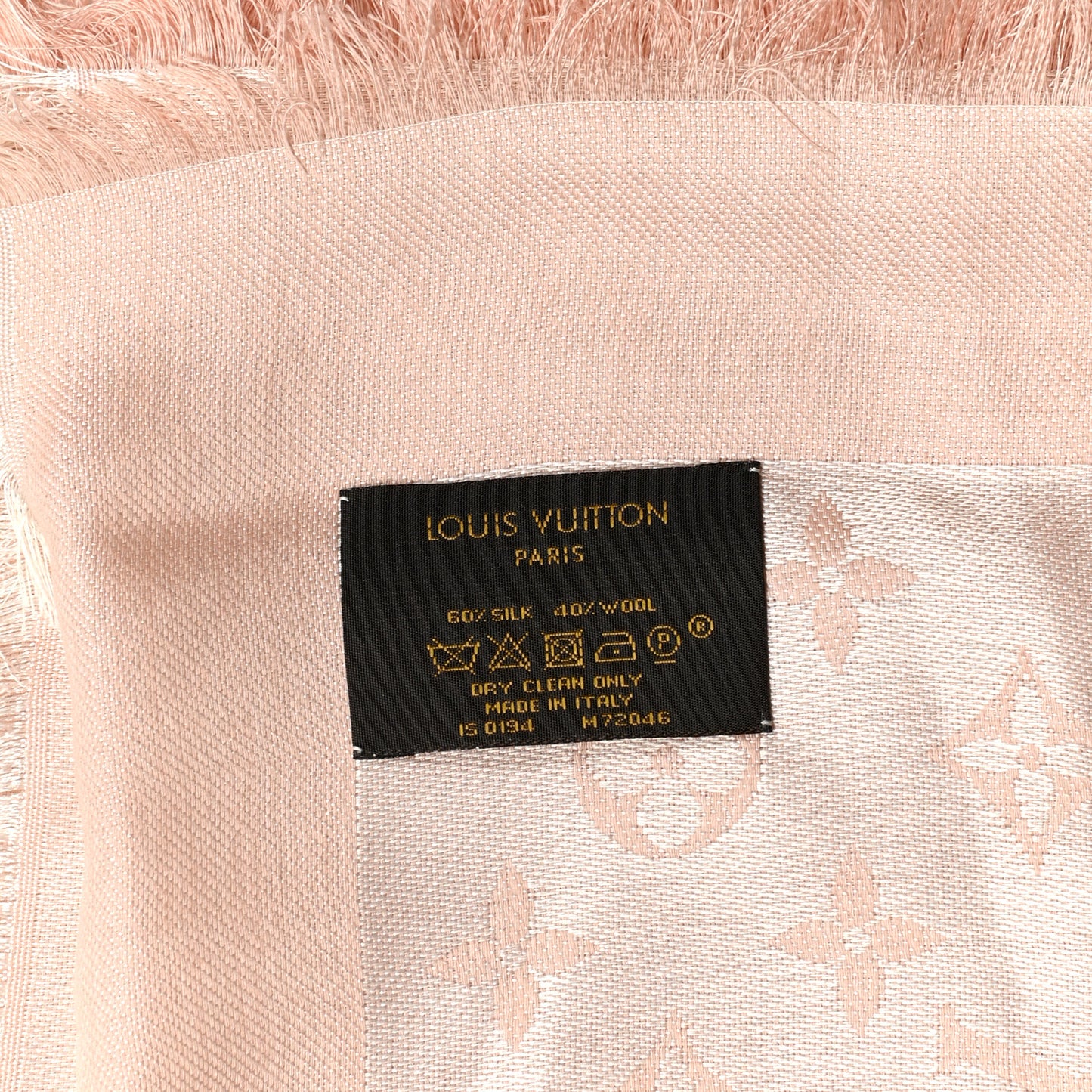 Silk Wool Monogram Denim Shawl Rose