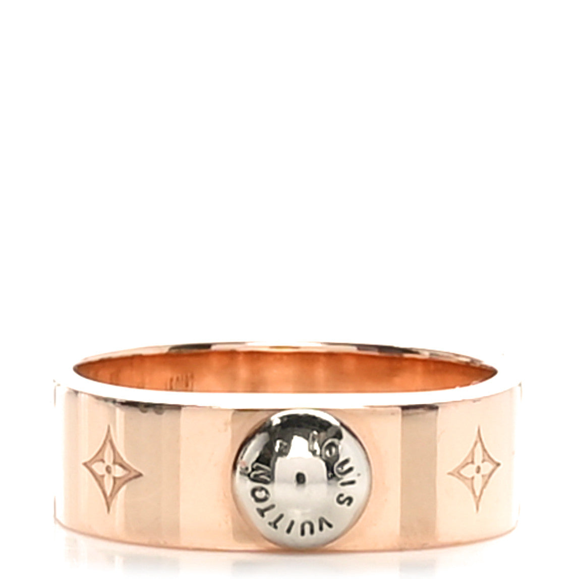 Louis Vuitton Brass Monogram Engraved Nanogram Ring M Pink Gold 1 of 6