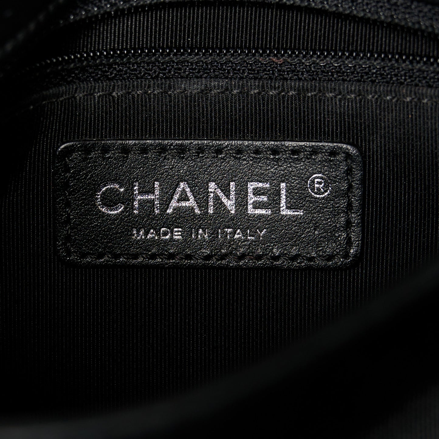 Calfskin Studded Chevron Quilted Flap Black