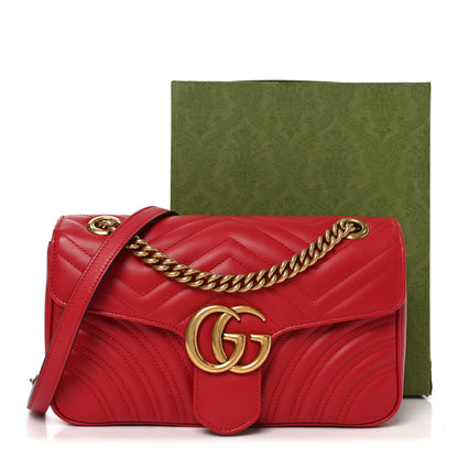 Gucci Calfskin Matelasse Small GG Marmont Shoulder Bag Hibiscus Red 11 of 11