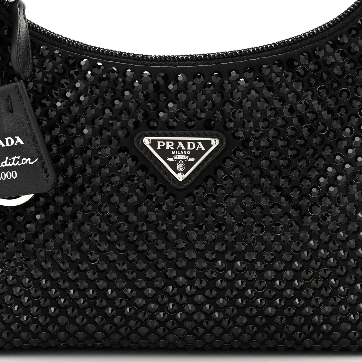 Satin Crystal Mini Re-Edition 2000 Bag Black