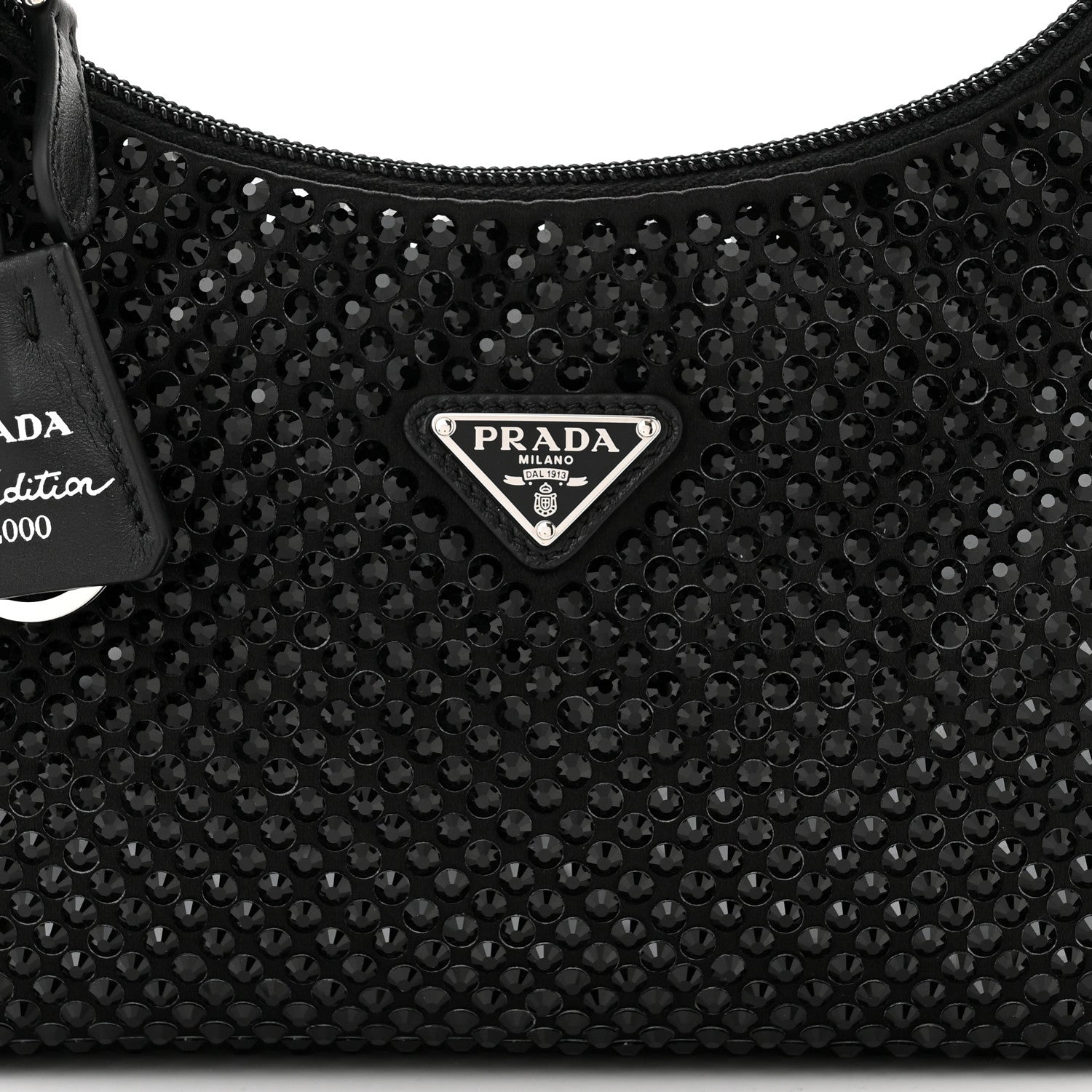 Prada Satin Crystal Mini Re-Edition 2000 Bag Black 8 of 12