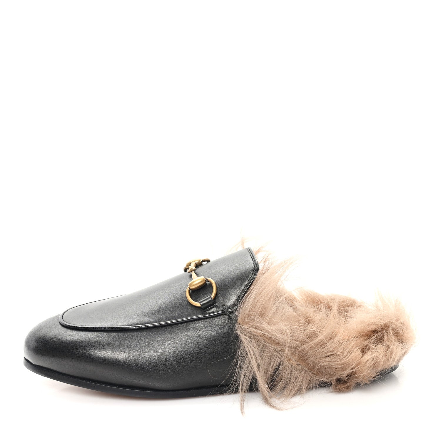 Gucci Calfskin Fur Womens Princetown Slippers 35 Black 1 of 8