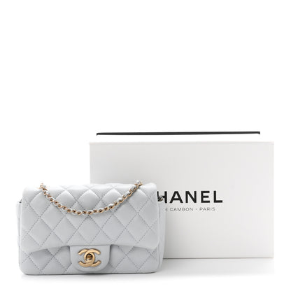 Chanel Lambskin Quilted Extra Mini Rectangular Flap Light Blue 11 of 11