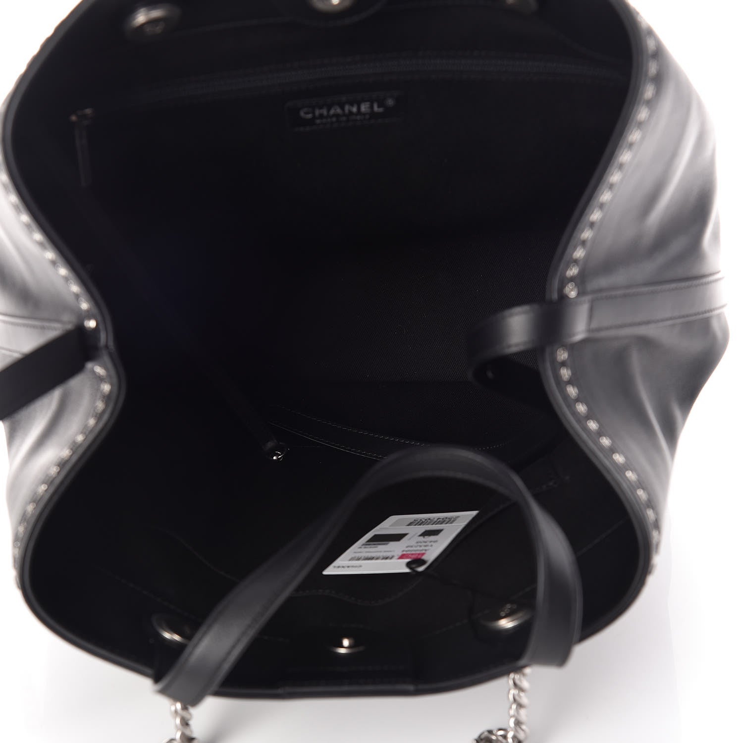 Chanel Calfskin Large Coco Eyelets Shopping Tote Black 5 of 9