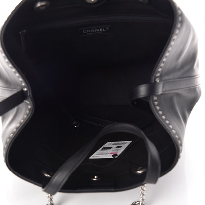 Chanel Calfskin Large Coco Eyelets Shopping Tote Black 5 of 9