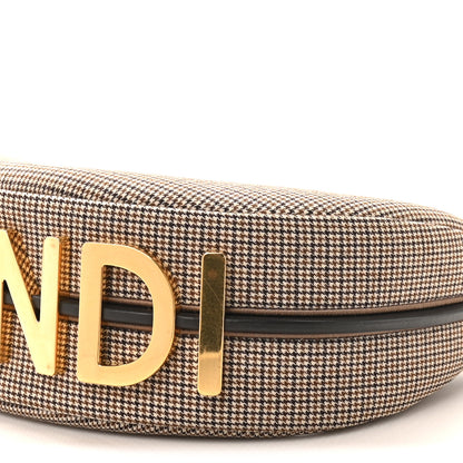 Fendi Wool Vitello Grace Small Houndstooth Small Fendigraphy Hobo Bag Beige Ebano 10 of 10