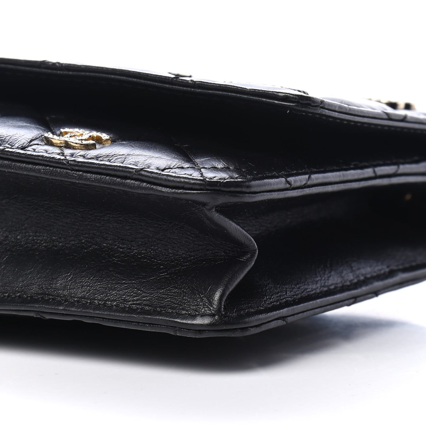 Aged Calfskin Quilted Lucky Charms Casino 2.55 Reissue Wallet On Chain WOC Black