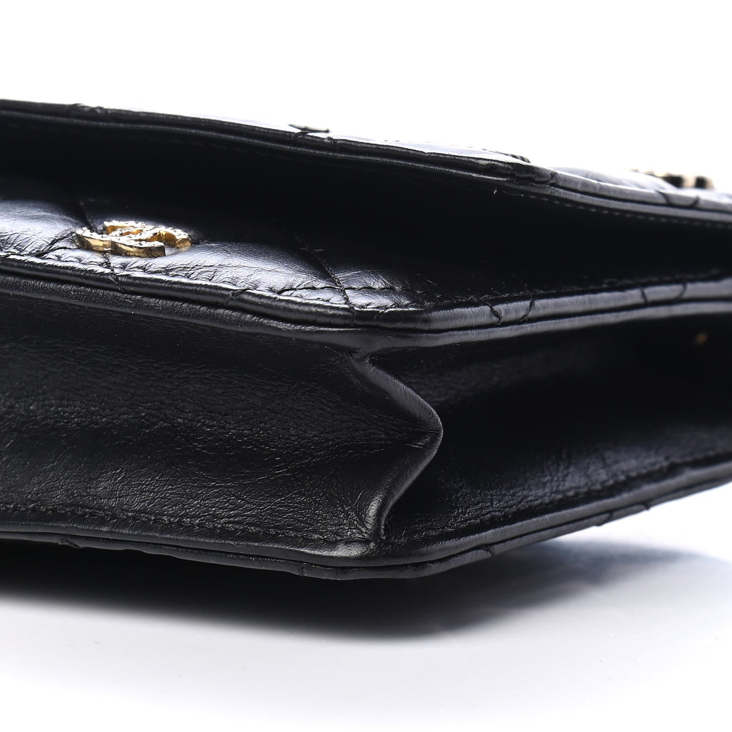 Chanel Aged Calfskin Quilted Lucky Charms Casino 2.55 Reissue Wallet On Chain WOC Black 9 of 9