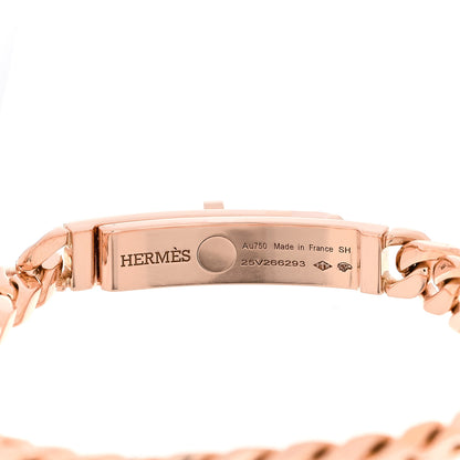 Hermes 18K Rose Gold Diamond PM Kelly Gourmette Bracelet SH 3 of 4