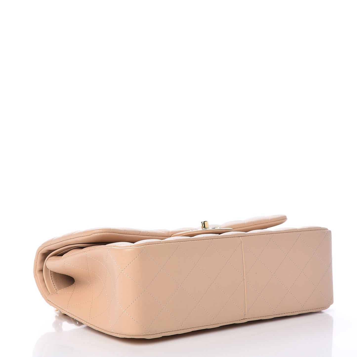 Lambskin Quilted Jumbo Double Flap Beige Clair