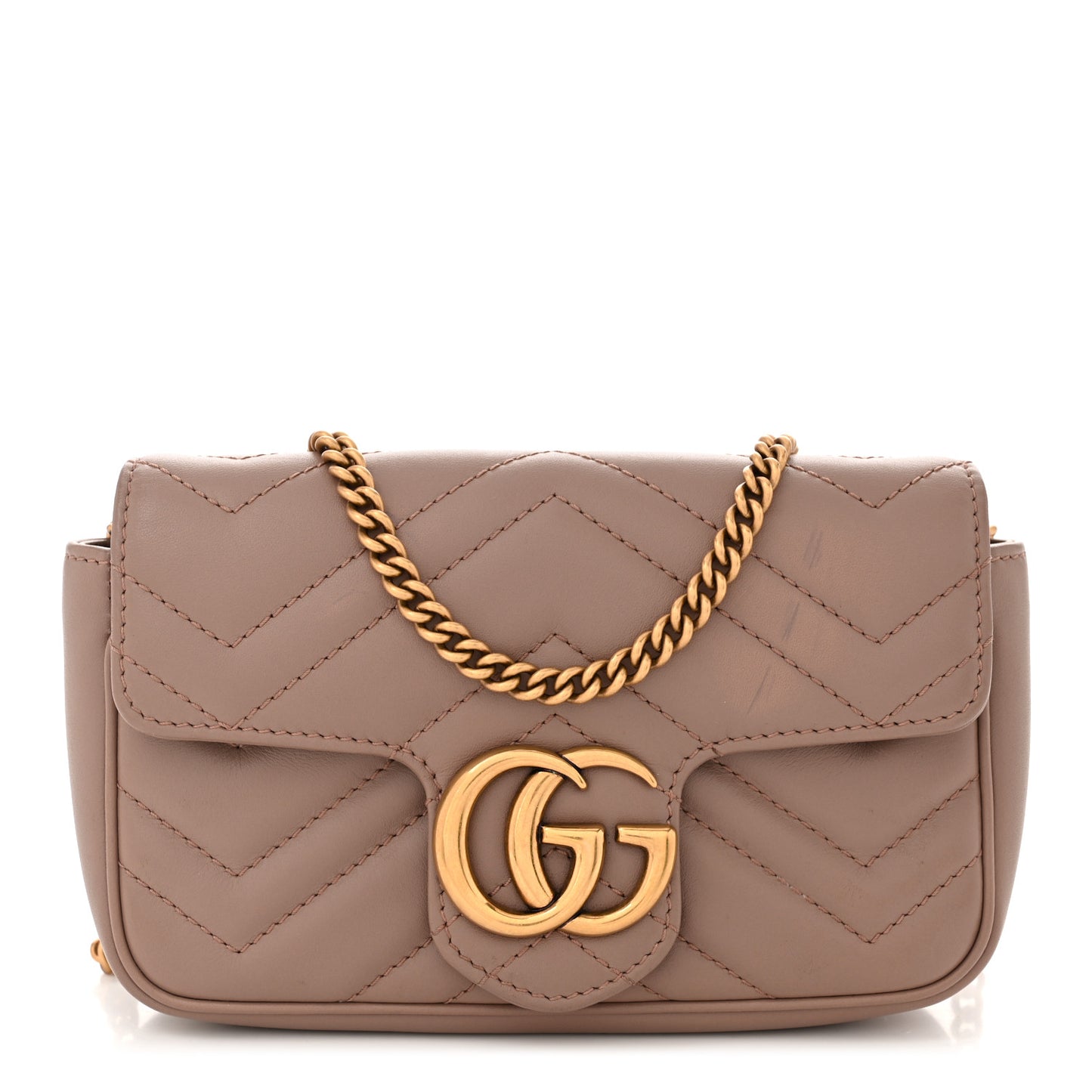 Calfskin Matelasse Super Mini GG Marmont Shoulder Bag Porcelain Rose