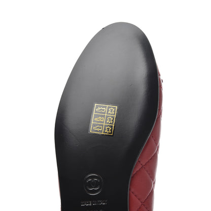 Chanel Lambskin Quilted CC Cap Toe Ballerina Flats 36.5 Red 13 of 16