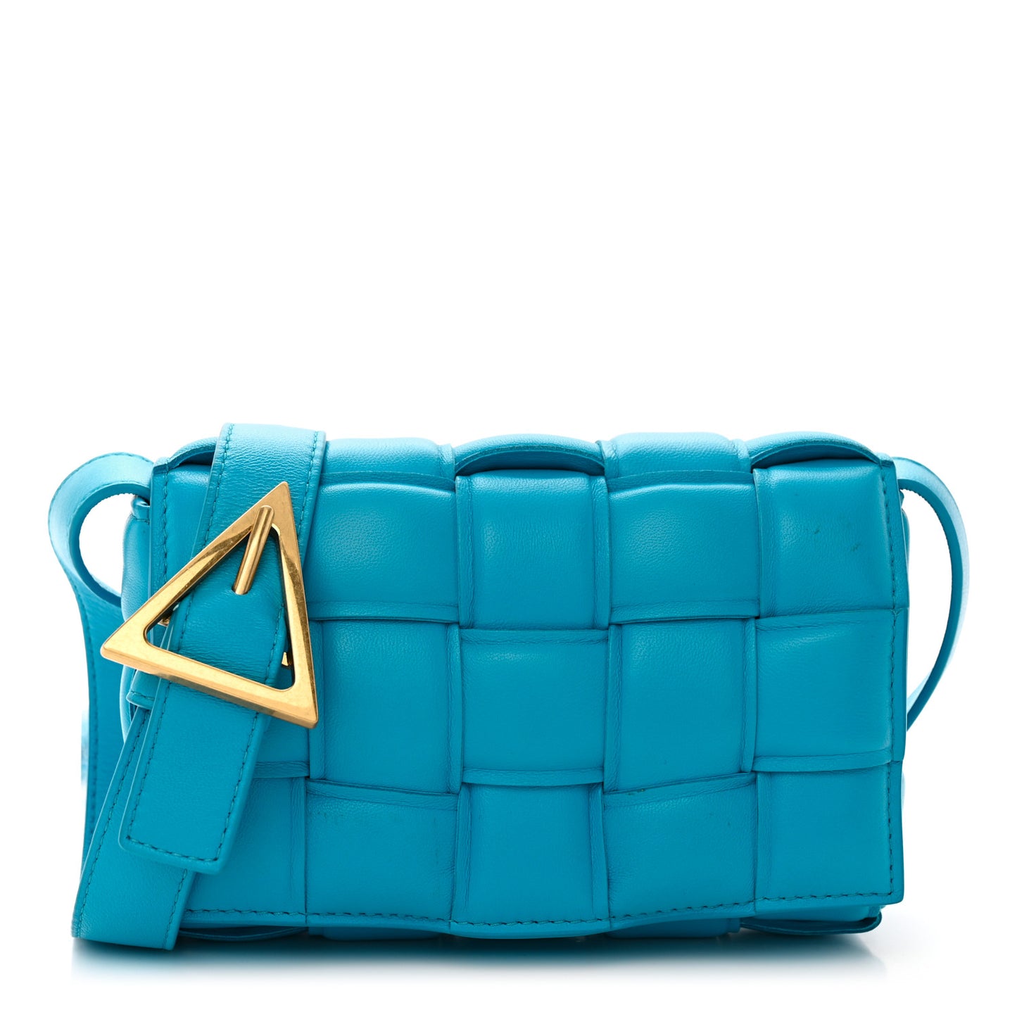 Nappa Maxi Intreccio Small Padded Cassette Crossbody Bag Pool