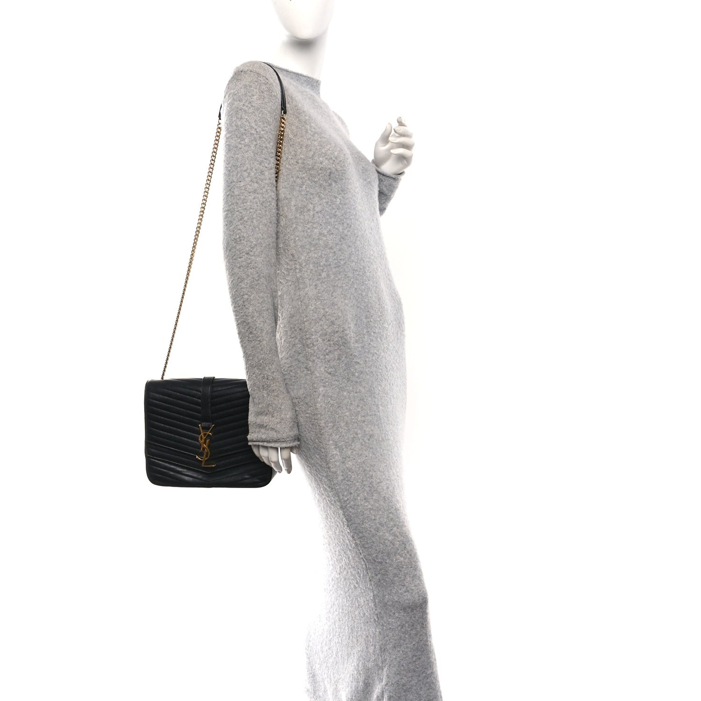 Lambskin Matelasse Chevron Monogram Medium Sulpice Bag Black