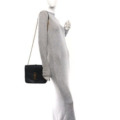 Saint Laurent Lambskin Matelasse Chevron Monogram Medium Sulpice Bag Black 2 of 9