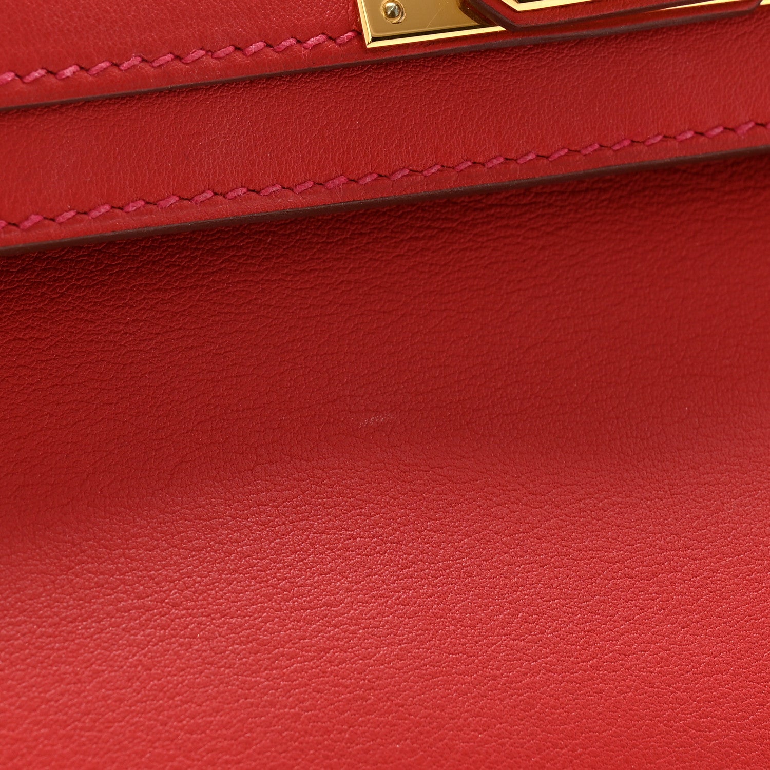 Hermes Swift Kelly Cut Clutch Pochette Vermillion 8 of 10