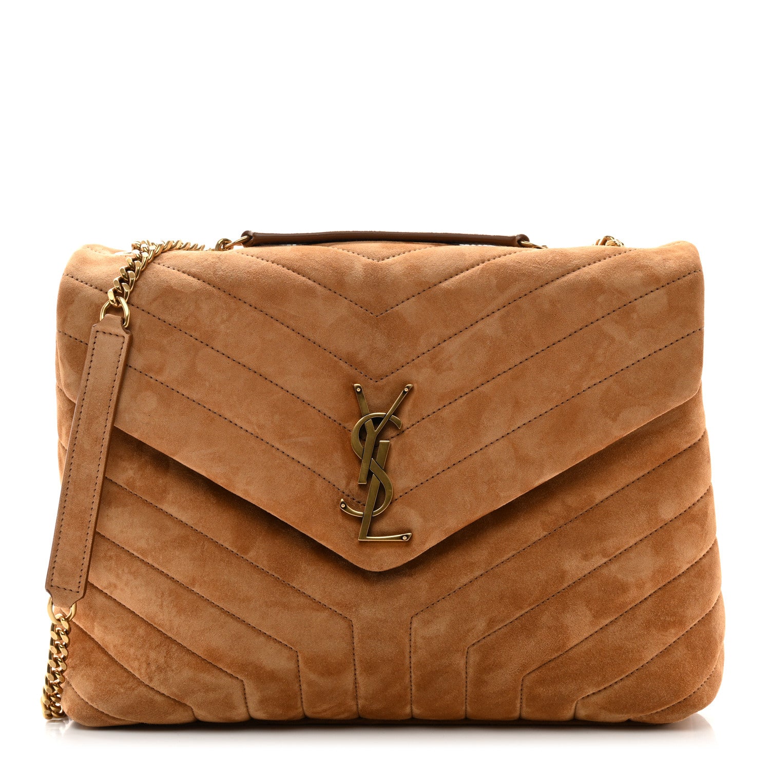 Saint Laurent Suede Shearling Patchwork Monogram Medium Jamie Brown Beige 1 of 11