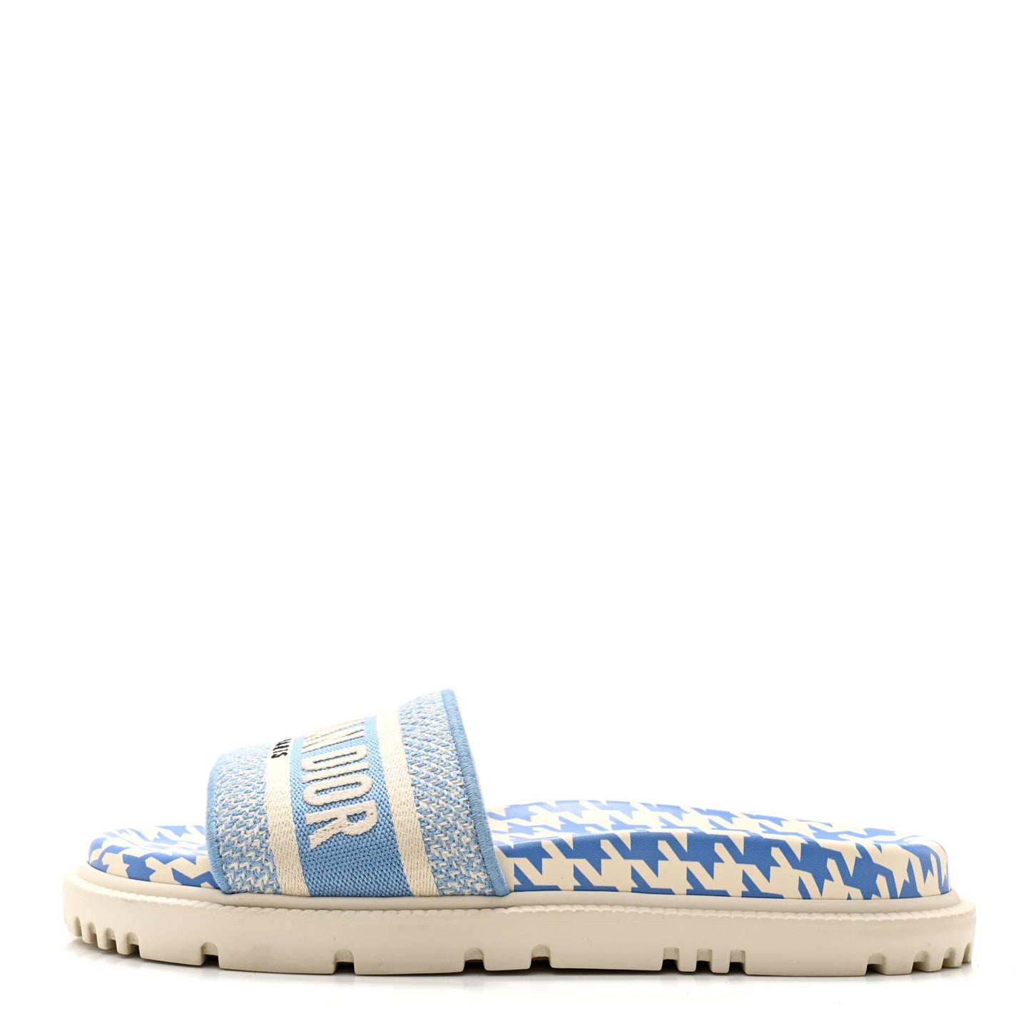 Micro PDP Cotton Houndstooth Embroidered Dway 10mm Slide Sandals 38.5 Cornflower