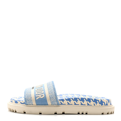 Christian Dior Micro PDP Cotton Houndstooth Embroidered Dway 10mm Slide Sandals 38.5 Cornflower 1 of 11