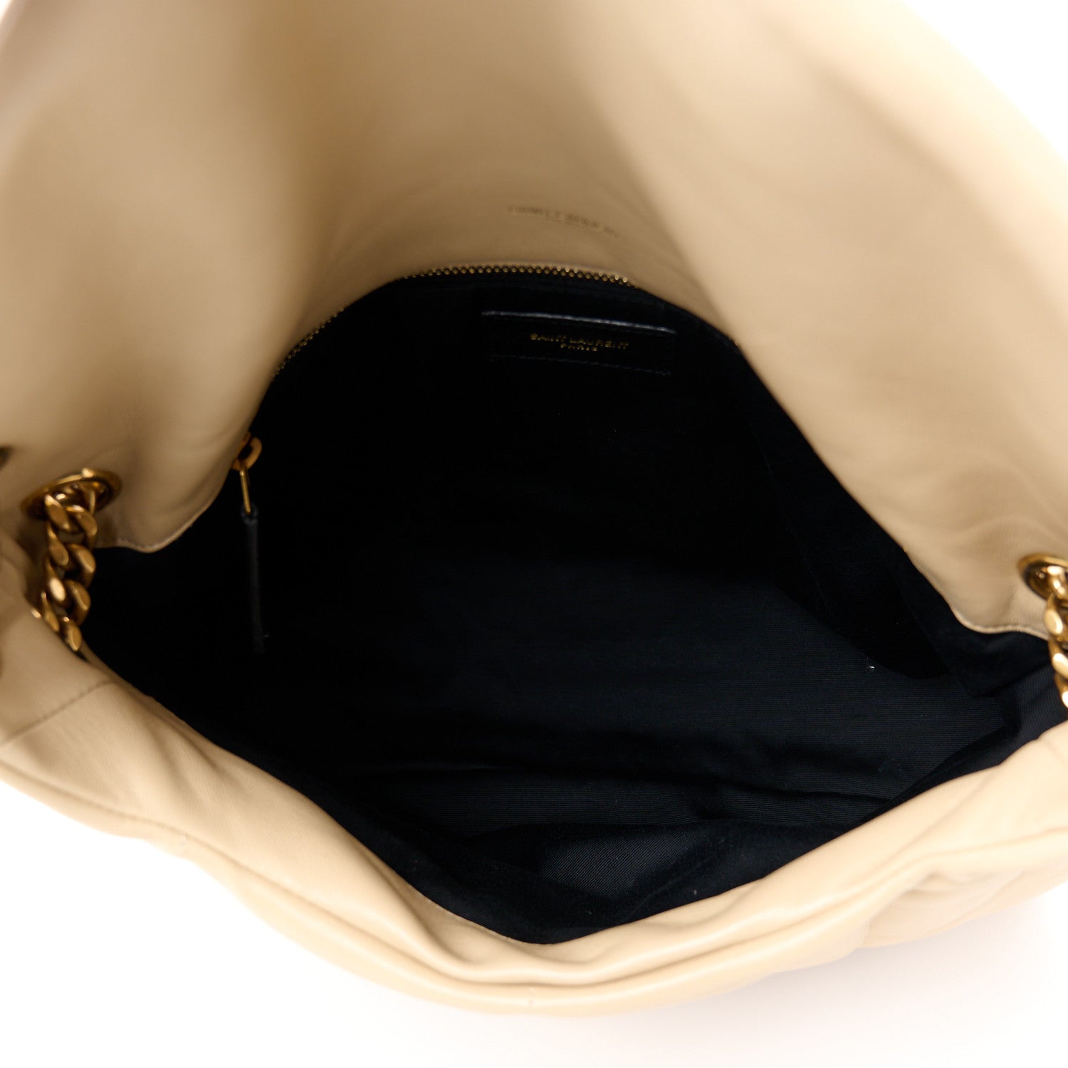 Saint Laurent Lambskin Quilted Medium Loulou Puffer Monogram Chain Satchel Dark Beige 5 of 13