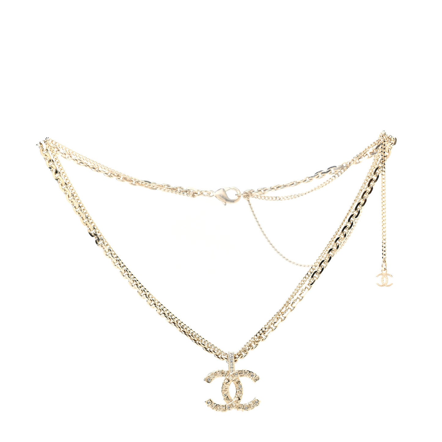 Crystal CC Multi Strand Chain Necklace Gold