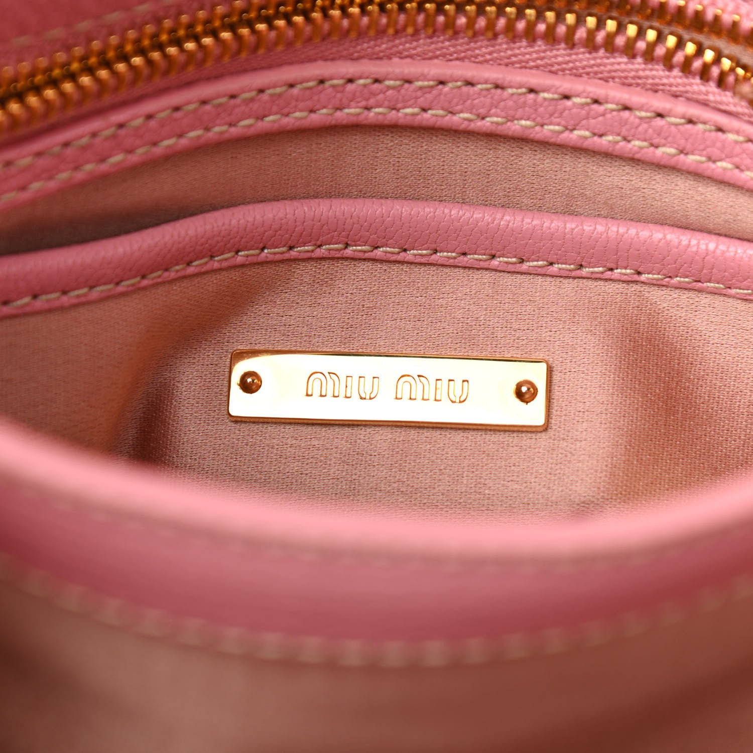 Miu Miu Goatskin Madras Top Handle Shoulder Bag Rosa 5 of 10
