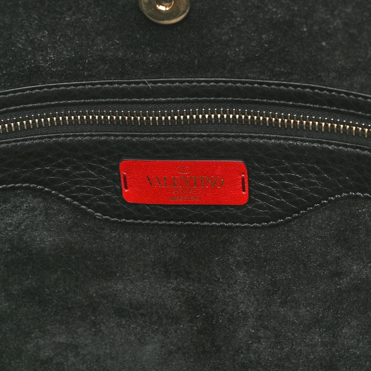 Grained Calfskin Rockstud Shoulder Tote Black