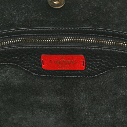 Valentino Garavani Grained Calfskin Rockstud Shoulder Tote Black 6 of 9
